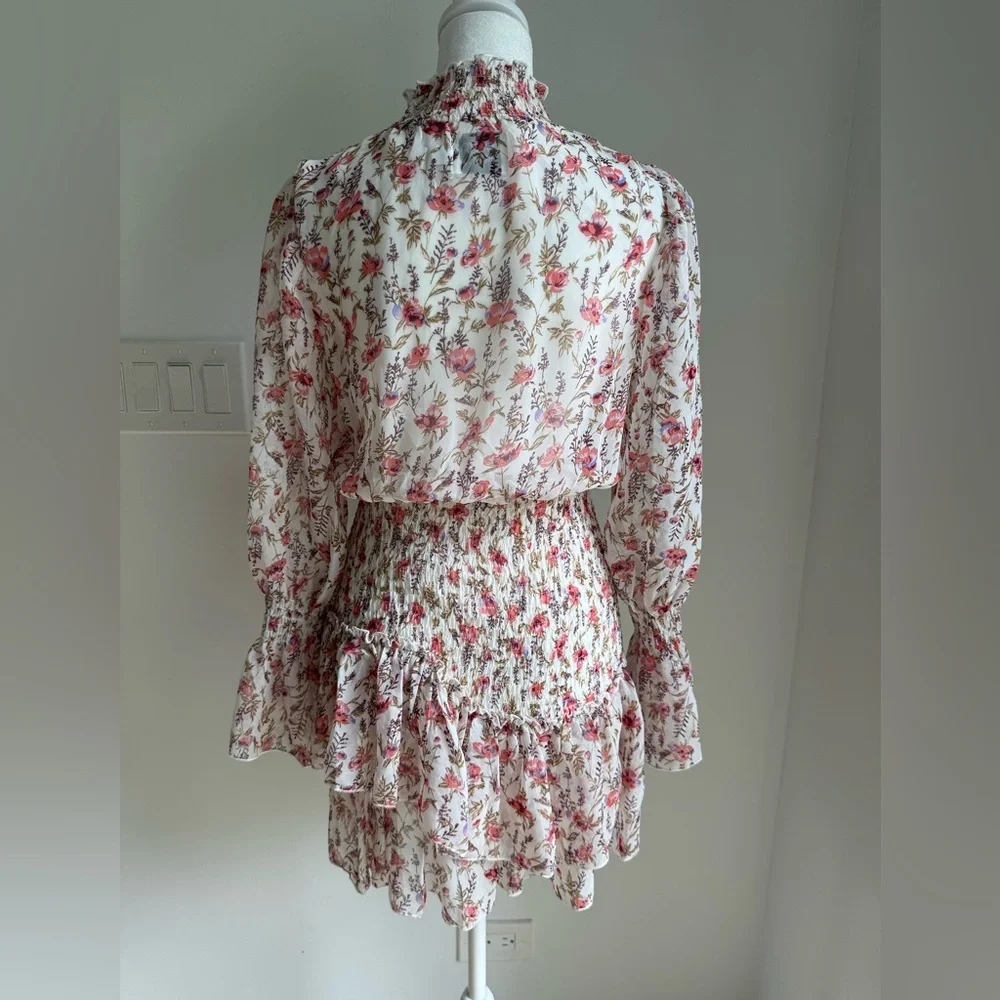 Princess Polly Floral Smocked Ruffle Layered Skirt Long Sleeve Dress ~ Size 2 - Picture 9 of 14